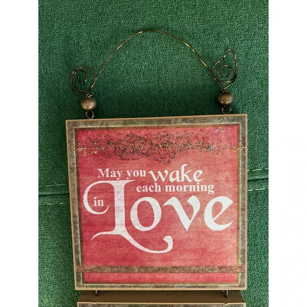 Wall Hanging Decor Wood Sign Plague Love Joy Peace Inspirational Message USA 14